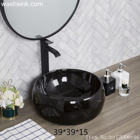 byl2006-16 Shengjiang creative black glaze with crack pattern square ceramic washbasin