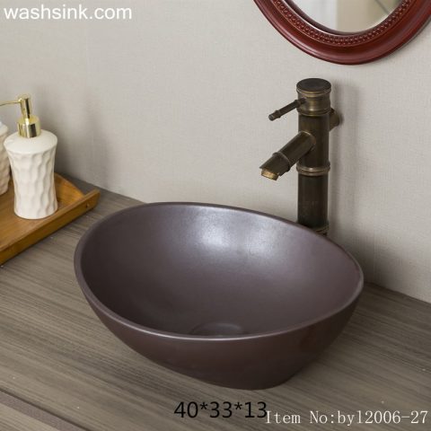 byl2006-27 Shengjiang Jingdezhen oval plain black brown ceramic washbasin