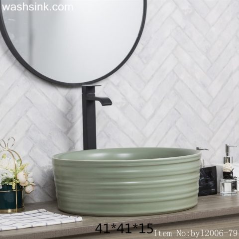 byl2006-79 Jingdezhen solid-grass green round washbasin with ring