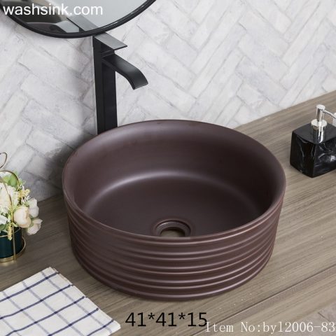 byl2006-83 Jingdezhen black brown round washbasin with ring