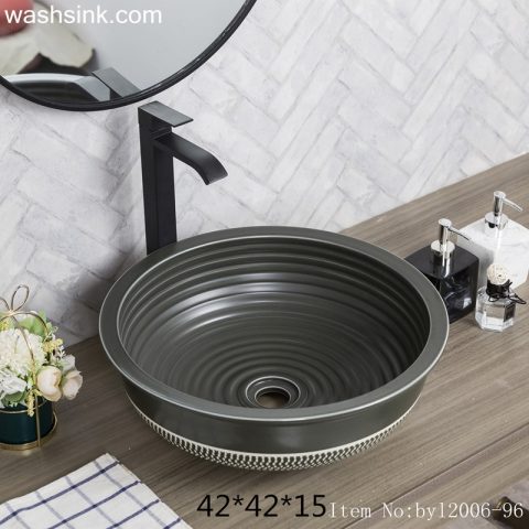 byl2006-96 Jingdezhen matte black creative pattern ceramic washbasin