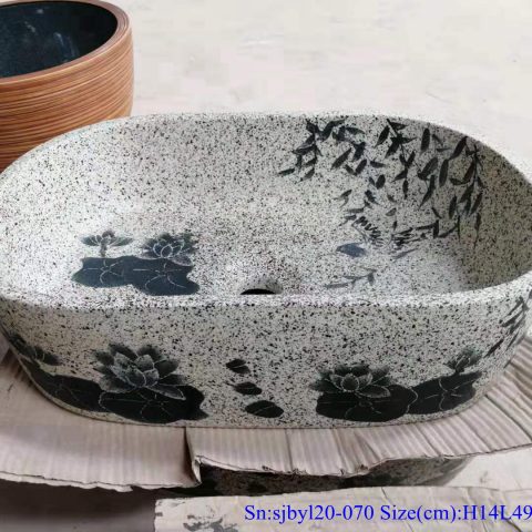 sjby120-070Jingdezhen hand painted oval willow lotus new pattern washbasin