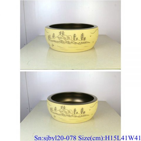 sjby120-078 Hand painted wash basin with autumn water pattern in Jingdezhen