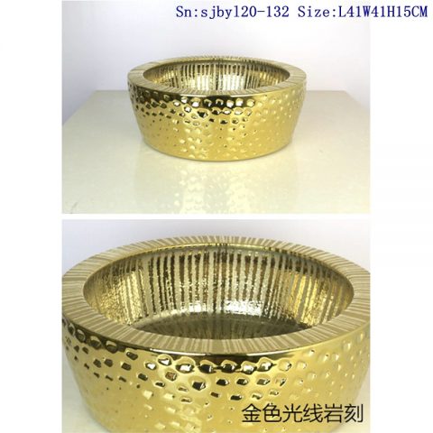 sjby120-132Jingdezhen golden light stone pattern ceramic washbasin