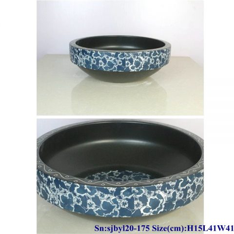 sjby120-175 Jingdezhen wash basin with wave and flower patterns