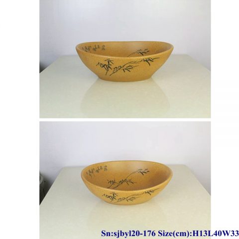 sjby120-176 Wash basin with ink bamboo character pattern in Jingdezhen