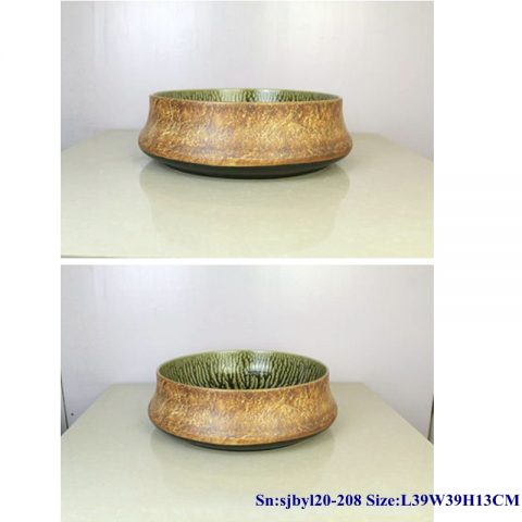 sjby120-208 Hand painted washbasin with Jingdezhen yellow mud forest pattern